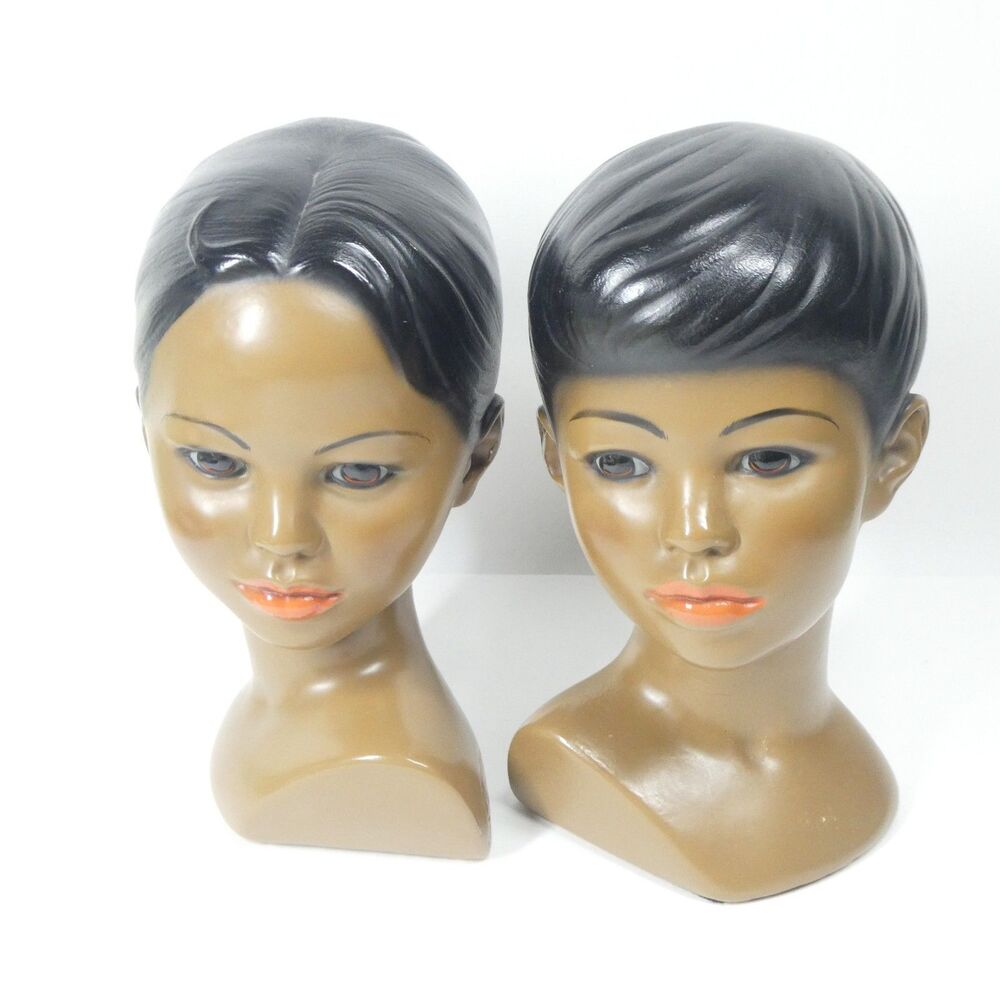 2 Marwal Busts Chalkware 1960s African American Heads Statues Ceramic MCM - Picture 13 of 15